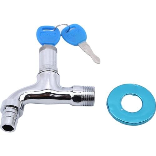 Portable Wash Water Faucet Household Outdoor Home Faucet With Lock Key Alloy Faucet Single Tap Anti-theft