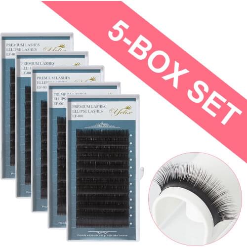 Yelix Ellipse Flat Lash Extensions for Professionals Soft Split-tips Mix Cashmere Lashes Eyelash Extension Individual Eyelashes