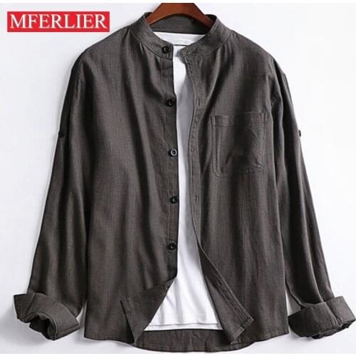 Summer men shirts 5XL 6XL 7XL bust 147cm cotton linen Plus size shirt men