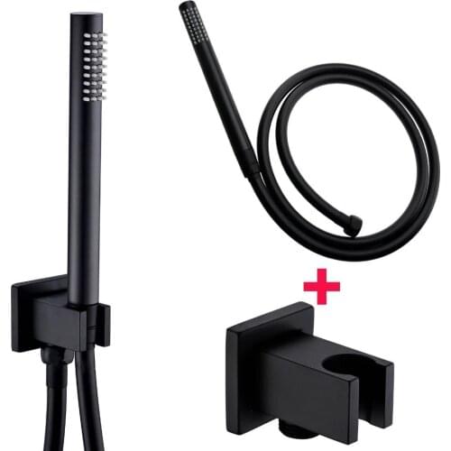 Handheld Shower Brass Black Head wall mounted Shower Holder with Hose Connector Set 03-151