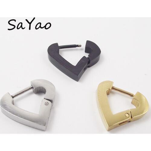 2 Pieces Rose Gold 316L Stainless Steel Love Heart Hoop Earring Korean Cute Earrings Huggie Jewelry Gift for her