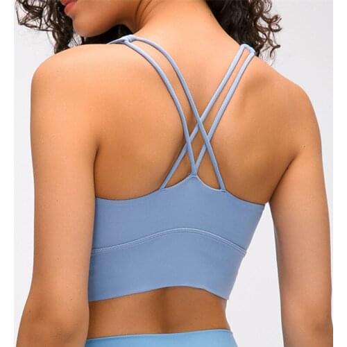 Sports Bras Naked-feel Fabric Double Straps Athletic Sport Bras Top Women Push Up Padded Gym Yoga Fitness Crop Tops Brassiere