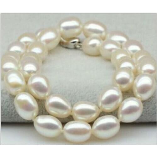 Gorgeous 11-12mm south sea baroque white pearl necklace 18inch 925s>free shipping