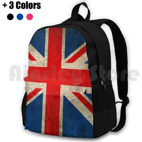 Old And Worn Distressed Vintage Union Jack Flag Outdoor Hiking Backpack Waterproof Camping Travel Vintage British Flag Old