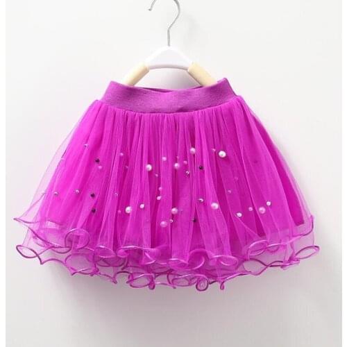 Baby Toddler Teenager School Girls Pearls Skirts Children Clothes Kids Solid Color Mesh Tutus Princess Girl Dance Tutu Skirt