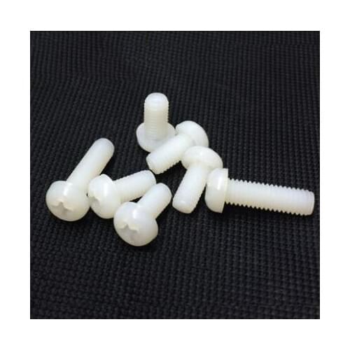 100Pcs M2 M2.5 M3 M4 M5 M6 M8 Nylon Screws Round Head Phillips Machine Screws Off-White