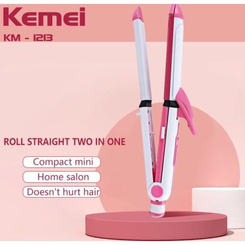 KeMei 3 In 1 Hair Straightener Hair Curling Iron Ceramic Straightening Corn Clip 210V-240V Irons Styling Tools Curler Hair Iron