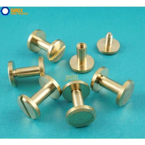 50 Set 10*9mm Solid Brass Rivet Chicago Screw for Leather Craft Belt Wallet / Flat