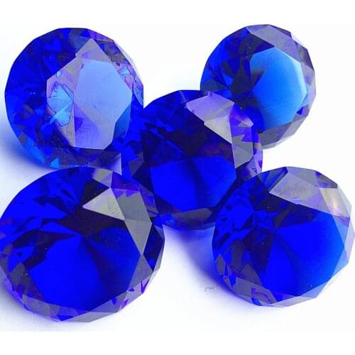 Free Shipping High Quality 50pcs 40mm Blue Sparkle Crystal Faceted Diamond Paperweight For Wedding Home Decoration