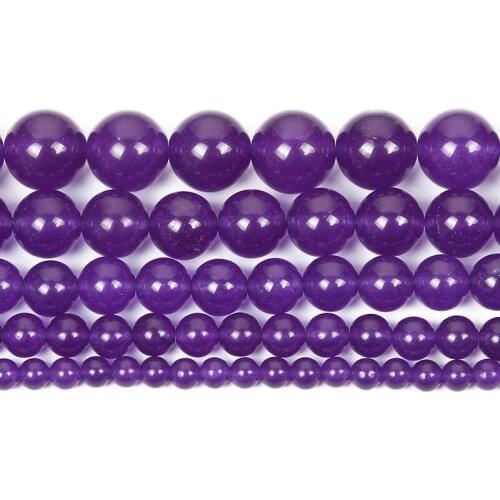 Natural Stone Dark Purple Chalcedony Charm Round Loose Beads For Jewelry Making Needlework Bracelet Diy Pick Size Strand 4-12 MM