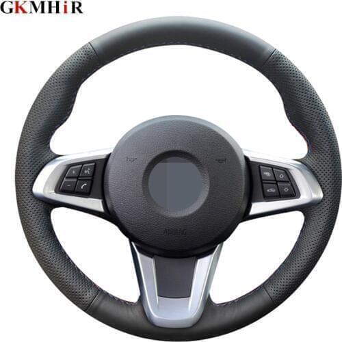 Black Soft Genuine Leather DIY Hand-stitched Car Steering Wheel Cover for BMW Z4 E89 2009-2016