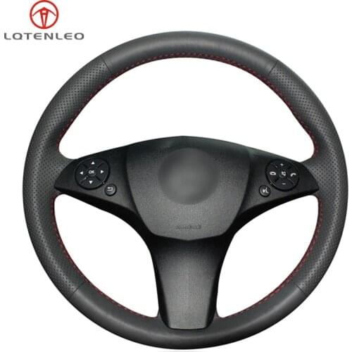 Black Genuine Leather DIY Car Steering Wheel Cover For Mercedes-Benz C180 C200 C350 C300 CLS 280 300 350 500 GLK 300 200