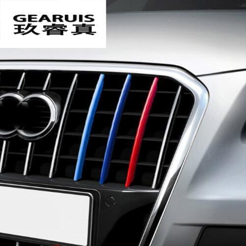Car Styling Front Bumper Air Grille Grill Decor Cover Stickers Trim For Audi Q5 stainless steel Fog Lamp Strips Auto Accessories
