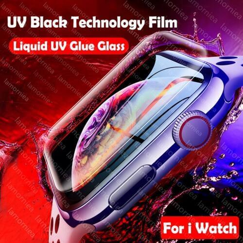 For Apple Watch 38mm 42m 40mm 44mm Full cover Screen Protector For i Watch 5 4 3 2Series UV Nano Liquid full Glue Tempered Glass
