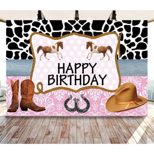 Western Cowboy Cattle Horse Pattern Men Birthday Background Photography Beers Cheers Family Party Backdrop Photographic