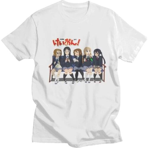 Male Japan Music Anime K-On T-Shirt Graphic Manga Tshirt Short Sleeve Hip Hop T Shirt Homme Cotton Tee Gift
