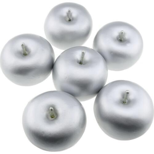 Gresorth 6 PCS Artificial Silver Apple Fake Apples Fruit Home Party Christmas Decoration