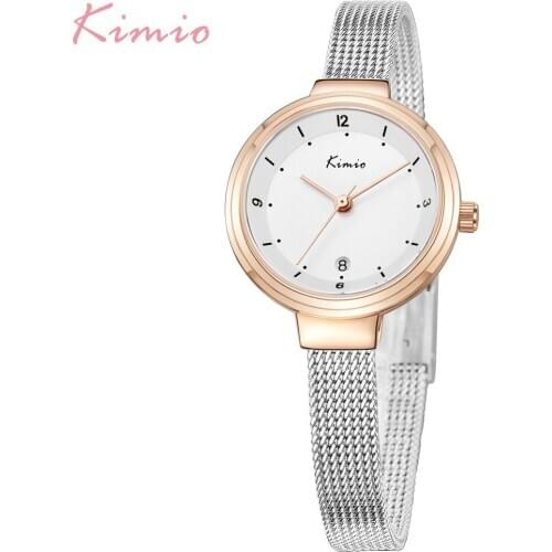 KIMIO Luxury Fashion Womens watches Quartz Watch Bracelet Wristwatches Stainless Steel Mesh Strap Waterproof Relogio Feminino