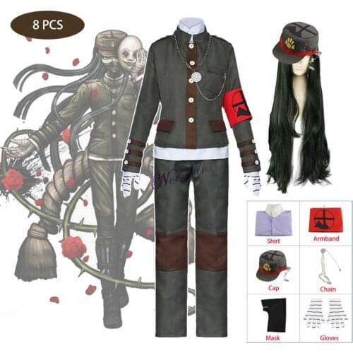 Anime Danganronpa V3: Killing Harmony Korekiyo Shinguji Cosplay Costume Outfit School Uniform Wig Mask Full Set