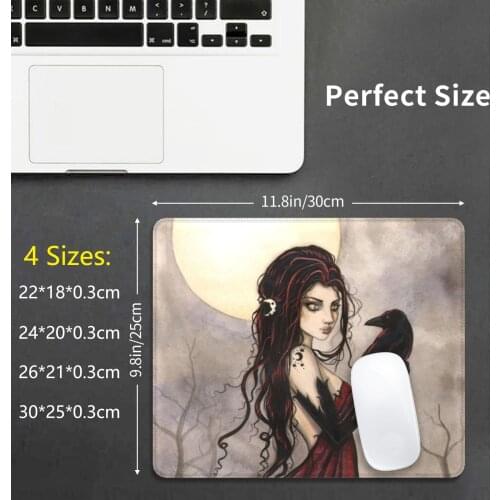 The Raven Gothic Fantasy Woman Full Moon By Molly Harrison Mouse Pad DIY Print Fantasy Fairy Raven Witch