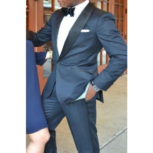 Handsome Groomsmen Shawl Lapel Groom Tuxedos Mens Wedding Dress Man Jacket Blazer Prom Dinner (Jacket+Pants+Tie) 18
