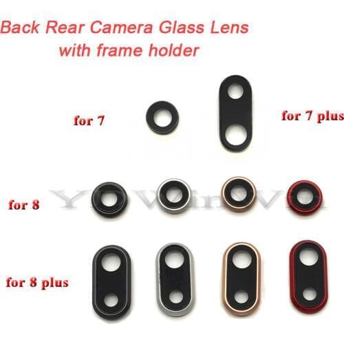 10 pcs Back Rear Camera Glass Lens Ring Cover For iPhone 7 7plus 8 Plus with frame holder Replacement Parts