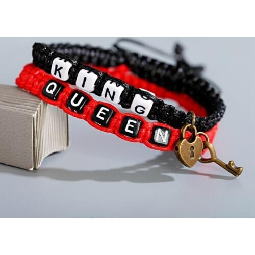 Couples Distance Bracelets Male Braided Bracelet Female King Queen Charms For Bracelets Women Men Bracelet