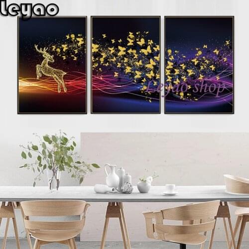 Diy Diamond Painting Set 5D Diamond Embroidery Cross Stitch Christmas Fluorescent Butterfly 3 pcs Full Diamond Mosaic Wall Art