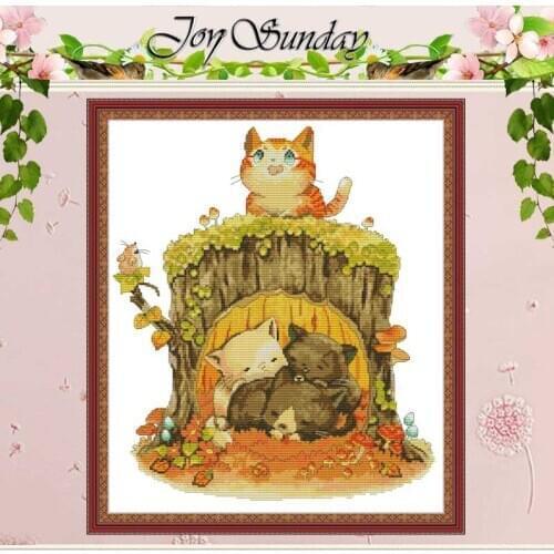 Kitten under the stump Patterns Counted Cross Stitch DIY 11 14CT Cross Stitch Set Chinese Cross-stitch Kit Embroidery Needlework