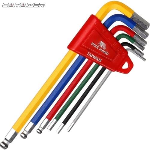 Bicycle Hex Key Wrench Set MTB Road Bike Repair Tool Kit Service Wrench6 PCS Colour Flat Ball 2/2.5/3/4/5/6mm Bicycle Wrench