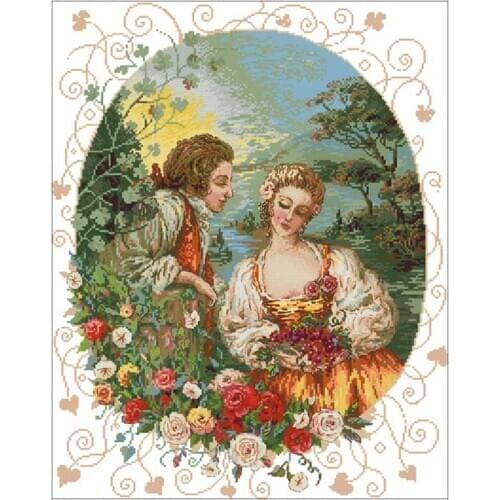 Lovers in the rose garden Counted Cross Stitch 11CT 14CT 18CT DIY Cross Stitch Kits Embroidery Needlework Sets home decor
