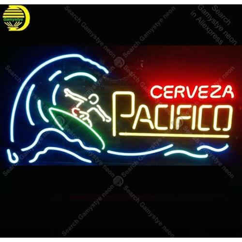 NEON SIGN For Pacifico Cerveza Surf NEON Lamp GLASS Tube Decor Room Window Handcraft Advertise anuncio luminoso Dropshipping