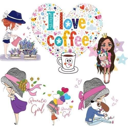 New Pretty Girl Patch Heart heat-sensitive patches stripes thermo stickers on clothes applications for clothing flowers