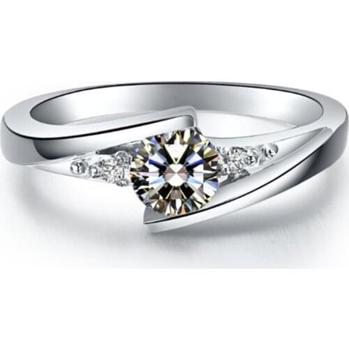 Bright lustre 1CTW 6.5MM G-H Round Cut Moissanite Wedding Ring Solid 925 Sterling Silver Ring White Gold Color Wedding Jewelry