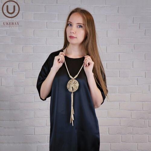 UKEBAY New Pendant Necklaces For Women Ethnic Clothes Accessories Goth Long Necklace Handmade Sweater Chain Luxury Big Jewelry