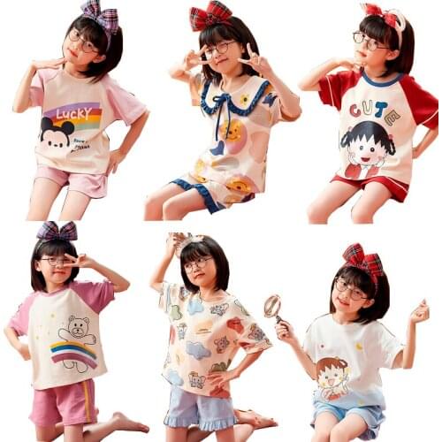 Girls Pajamas Set Summer Short Sleeve Childrens Sleepwear Set Pajamas Boy Pyjamas Sets for Kids Pajamas Sleepwear