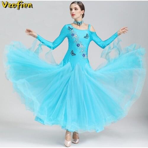 Long Sleeve Ballroom Dance Dresses Waltz Ballroom Long Dress Standard Spanish Dress Tango Costumes Rumba Competition Dresses