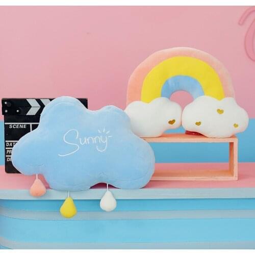 Plush Sky Pillows Moon Rainbow Cloud Shaped Pillow Kids Room Decoration Chair Decor Seat Cushion