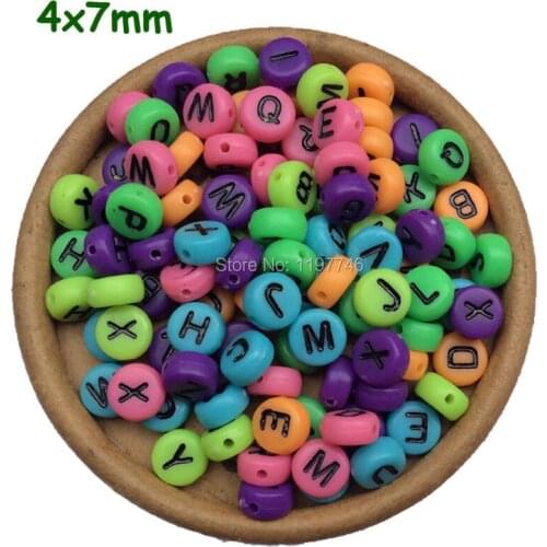 Mixed Colorful Letter Round Beads Flat Alphabet Spacer Beads 4x7mm Fit DIY Necklace Bracelet Jewelry Making Craft 3600pcs