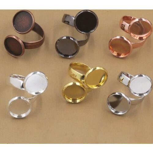 5pcs/lot Muliti Color 10mm 12mm Adjustable Blank Ring Base Settings Fit Round Flatback Cabochon Ring Base Cameo Jewelry Making