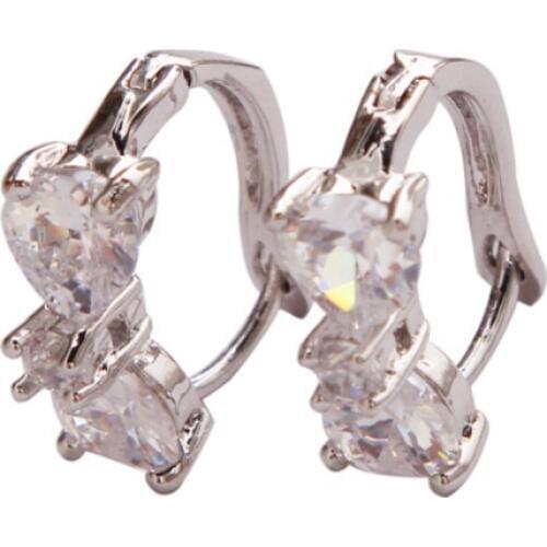 Romantic Bow Tie Clear Crystal Round Hoop Earrings Silver Plated Earrings For Women Free Shipping