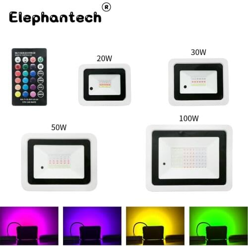 RGB Led Floodlight 20W 30W 50W 100W 220V/110V RGB Flood Light Outdoor Wall Washer Lamp Reflector IP68 Waterproof Garden Lighting