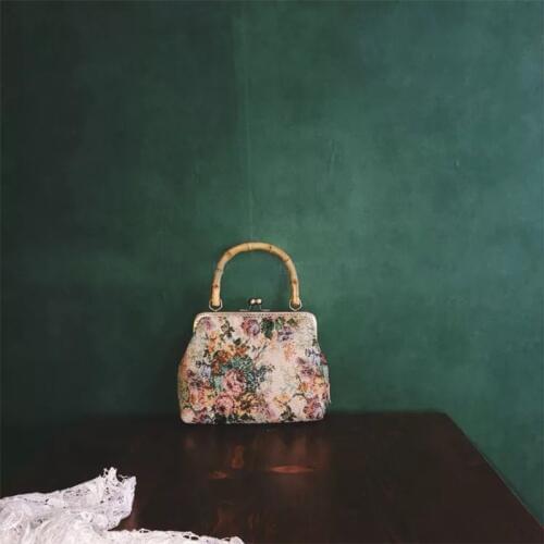 Vintage handbag women Embroidery Shoulder Bag Handmade bamboo tote bag Purse Lady Unique design chain messenger bag 2019 new