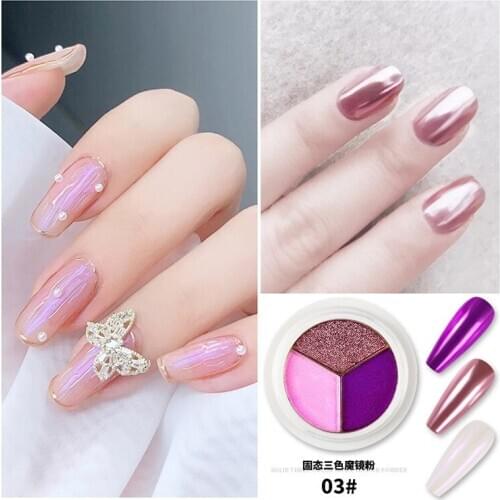 Nail mirror glitter metallic gloss glitter gel polish chrome flake pigment dust decoration manicure titanium powder BF19