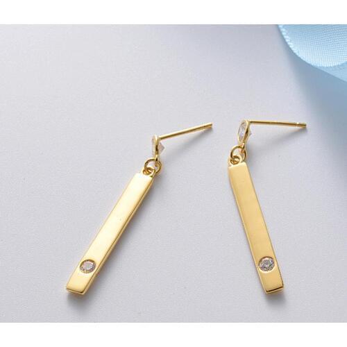 925 Sterling Silver Jewelry Female Gold Simple Long Drop Earrings for Women 2019 Statement Jewel Christmas Birthday Accessories