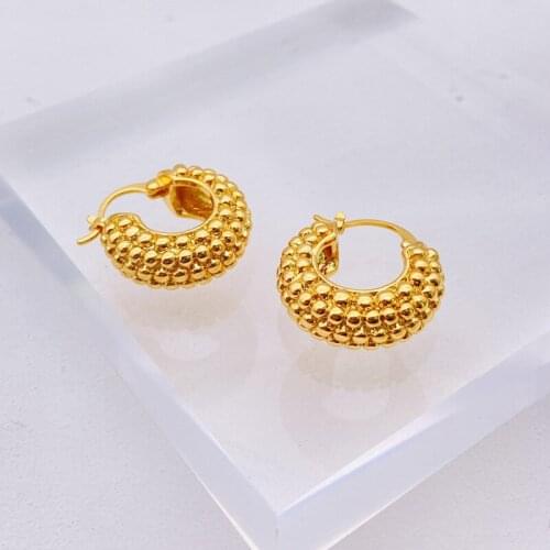 Woman Vintange Dot Circle Earrings ( 18K Real Gold Plated Brass no Fade off)