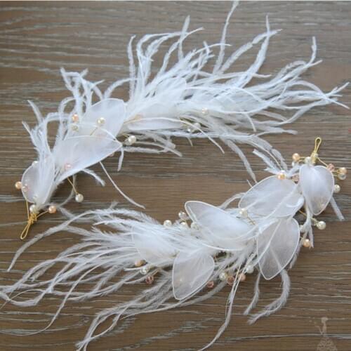 Fairy feather Bridal Headdress crepe leaf women hair decoration party hair wear Wedding Hair Accessories