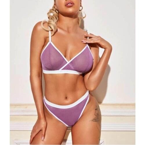 2021 Summer New Sexy Underwear Purple Womens Bikini Two-Piece Set Lingerie Form-Fitting Lightweight