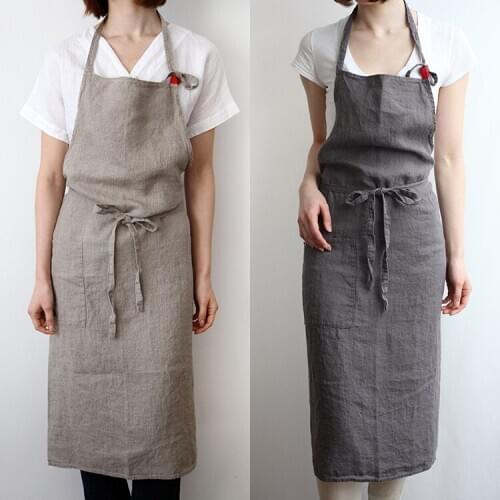 100cm large size Japan style 98% linen sleeveless aprons adults simple kitchen apron bakery work clothes painting aprons men