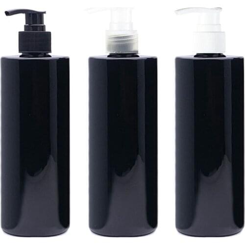 12pcs/lot 500ml Black Cosmetic Lotion/Emulsion Packing Bottle DIY 500cc Plastic Shampoo Dispenser Press Pump shoer gel bottle